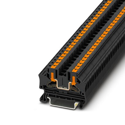 Phoenix Contact Feed-Through Terminal Block; PTV 4 BK ; 30A; 600V; 1-Level; #24 - #10; Push-In - Horizontal Entry Connection; Black